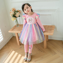 The dress of the children in the colorful princess skirt girl in the summer 2022 new fashionable Lolita dress spring and autumn