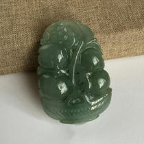 Natural Myanmar Emerald A Cargo Handmade Engraving Oil Cyan Jade Pendant Allegory Blossom with rich and expensive men and women