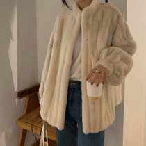 MSBEAST retro style mink full draw purple label velvet mink coat Female whole mink grass coat new