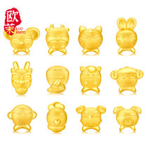 Gold Zodiac Transit Beads 3d Hard Gold 999 Rat Ox Tiger Rabbit Dragon Snake Horse Goat Monkey Rooster Dog Pig Bracelet