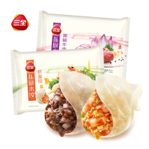 Sanquan high-end private kitchen meat dumplings Black pepper beef shrimp emperor shrimp quick-frozen steamed fried dumplings for 4 people 600g*2 bags