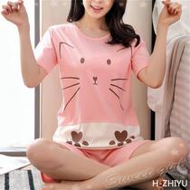 Pajamas female summer Korean summer pajamas short sleeve ladies pajamas cute summer pajamas casual home wear womens suits