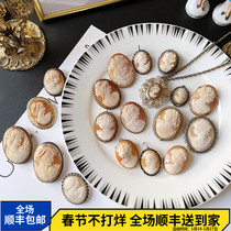 Overseas Western antique vintage cameo brooch pendant palace Italian handmade shell carving Cameo