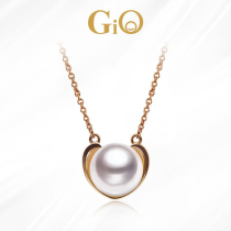 GiO jewelry Akoya seawater pearl necklace is round and flawless 18K gold love pendant fashion choker single