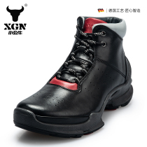XGN Small Bull Spring Autumn New Mens High Gang Outdoor Waterproof Anti-Slip Wear and Wear Hiking Leather Sport Tourism Boots Man
