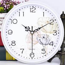 Watch wall clock Living room European fashion round atmosphere creative electronic quartz clock Household silent clock hanging watch