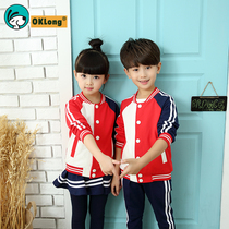 Primary school uniforms kindergarten uniforms spring and autumn school uniforms teacher uniforms two-piece patchwork color baseball shirts