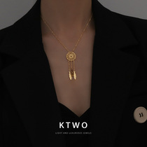 South Korea ins tide Net Red cold wind simple niche retro high sense kgold tassel collarbone sweater necklace female