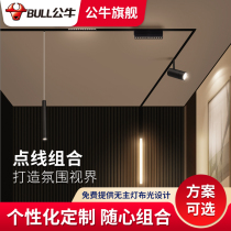 Bull magnetic suction track lamp Embedded no main lamp Living room Lighting ultra-thin concealed trough linear lamp Design effect Fig.
