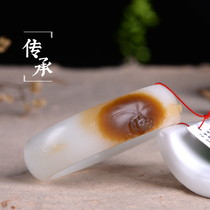 Hetian Jade suet carved bracelet Russian sugar white jade ring 54 5mm womens bracelet Su Gong collection