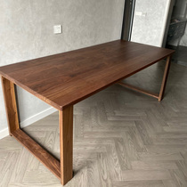 Black Walnuts Wood Bench Solid Wood Table Dining Table Modern Minima Light Lavish Log Small Family Type Desk Rectangle