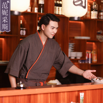 Fanny Cess new sushi restaurant overalls Japanese and Korean cuisine Japanese chefs clothing sushi clothing sushi clothing oblique placket kimono men