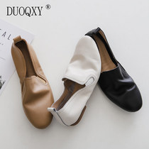 Genuine Leather Art Women Shoes Comfort Soft Leather Single Shoes White Small Leather Shoes Flat-bottomed Pregnant Woman Soft Bottom Lefu Shoes Grandma Shoes Woman