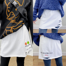 Sweatshirt base artifact small white skirt women autumn and winter with sweater folded small fart curtain inside skirt