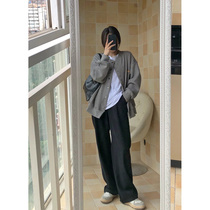 Baseball coat female Korean short clothing autumn and winter 2021 New French retro loose long sleeve knitted cardigan