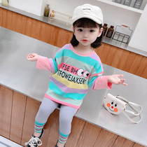 Girls  autumn suit spring and autumn 2021 new girl female baby western style childrens fashionable stripes 1 year old 2 clothes 3