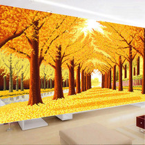 Cross stitch 2021 line embroidery New Golden landscape landscape living room bedroom big simple modern embroidery