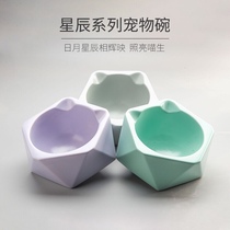 Canned ceramic cat bowl canned snacks cat food bowl oblique mouth protection cervical high foot anti-knock cat bowl drinking basin