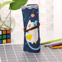 Kitten roll pen bag stationery non-woven cloth diy fun buy handmade toy material bag set fabric no cutting