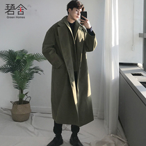 Bishe 2021 autumn and winter New wool coat men fake two pieces Korean version of long English style woolen coat