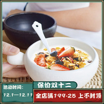 Japanese Wangu Yaki imported Japanese household one-ear ceramic dessert salad oatmeal breakfast soup bowl small ins Bowl
