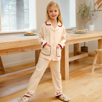 Girls Cotton Pajamas Spring and Autumn Children Long Sleeve Home Clothes Set Thin Female Big Girl Girl 13 Years Old Spring