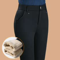 2020 autumn and winter New plus velvet thickened middle-aged lady mother casual pants large size high waist pants cotton trousers