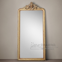 American retro dressing mirror carved family fitting French cloakroom full length mirror floor mirror home ins Nordic