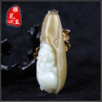 Yawayu Xinjiang Hetian Jade handle piece Sugar white jade handle play piece Lucky Pixiu 0033 K5