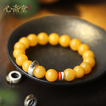 Xin Zhaitang (one time) natural chicken oil yellow beeswax handstring female original year of Buddha beads handstring amber jewelry