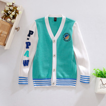 2021 Spring and autumn models Korean version of all-cotton boy cardio-hoodie sweater jacket needlework jersey childrens blouse childrens clothing