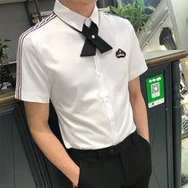 Mens model clothing empty uniform ktv work clothes Bar nightclub hair stylist tide Korean short sleeve shirt male handsome