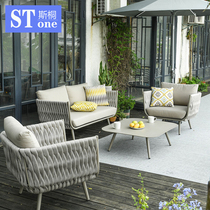 Outdoor Sofa Yangguang Room Hotel Terrace Boilerplate Soft-mounted Casual Composition Small Outdoor Rattan-knitted upholstered seat