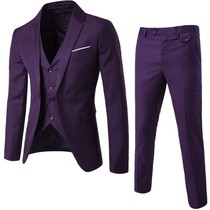 Men's Suit Suit Korean Slim Fit Small Suit Three-Piece Set Professional Leisure Suit Groom Wedding Host Dress