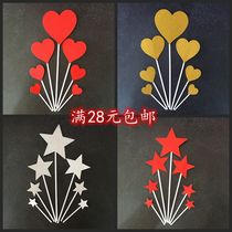 New birthday five-pointed star cake card card heart shaped card cake party decoration flag planting Black Star 7