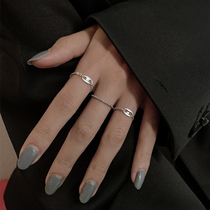 925 Silver Geometric Chain Ring Women Ins Tide Fashion Small Crowd Design Personality Brief Tide Creative Knuckle Index Finger Ring