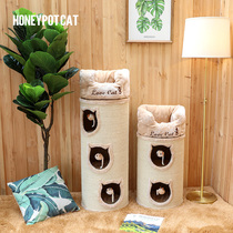 Honeypot Cat Cat Climbing Cat Nest Cat Tree Solid Wood Sisal Barrel Mailman Cat House Cat House Kitty Supplies Toy
