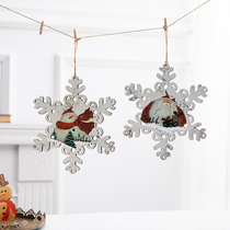 Christmas tree decoration pendant Wooden snowflake shop decoration charm scene decoration Christmas decoration trinkets