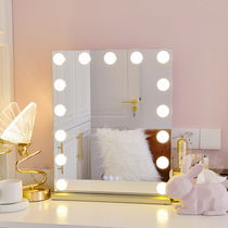 Net red smart with light dressing mirror led cosmetic mirror bulb desktop led light square large rechargeable