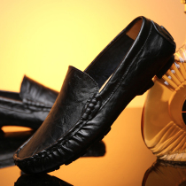 Bean Bean Shoes Man Genuine Leather Light Soft Bottom Fall Small Yard Mens Shoes 35 Drive 36 Non-slip 37 Casual Set Foot Leather Shoes Man