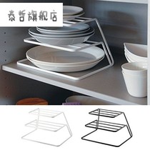 Kitchen double-layer saucer rack cabinet inner shelf dishes dinner plate partition plate storage rack bowl rack drain rack