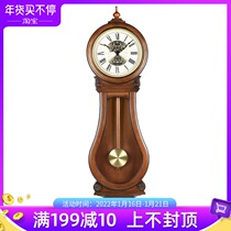 Lisheng wall clock living room Chinese style Chinese style solid wood clock home atmospheric wall mute European style big clock watch