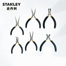 STANLEY STANLEY black handle mini pointed mouth pliers Oblique mouth needle mouth pliers Top cutting curved mouth pliers Household small pliers