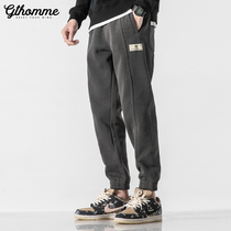 2021 autumn new mens sweatpants loose trend tie pants Joker gray casual pants Tide brand