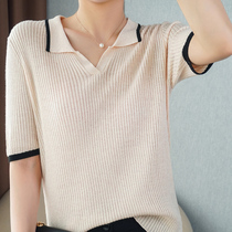Doll-collar T-shirt thin knitting shirt shirt spring and summer new Han-shaped polo shirt