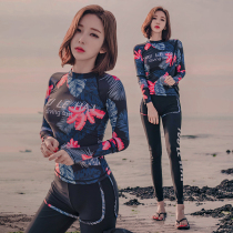 2021 Koreas new Sun Protection four-piece long sleeve trousers slim conservative Beach outdoor diving suit swimsuit women
