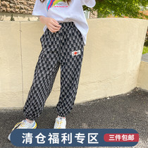 Feifei wardrobe girls casual pants summer 2021 new medium and big children Foreign style letter printing thin pants tide