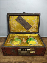 Old Tibetan Qing Dynasty Qianlong Imperial Palace Tibetan old lacquerware box bracelet set Burmese Jade Ice green jade pair