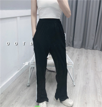 Sports Pants Woman Straight Drum Pure Cotton Sweatpants 2021 Spring Autumn Summer High Waist Display Slim Loose Slim small Casual Wear Pants