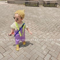 xxxxkidds new Korean version for male and female striped T-shirt short sleeve pants two sets children back with pants suit cotton